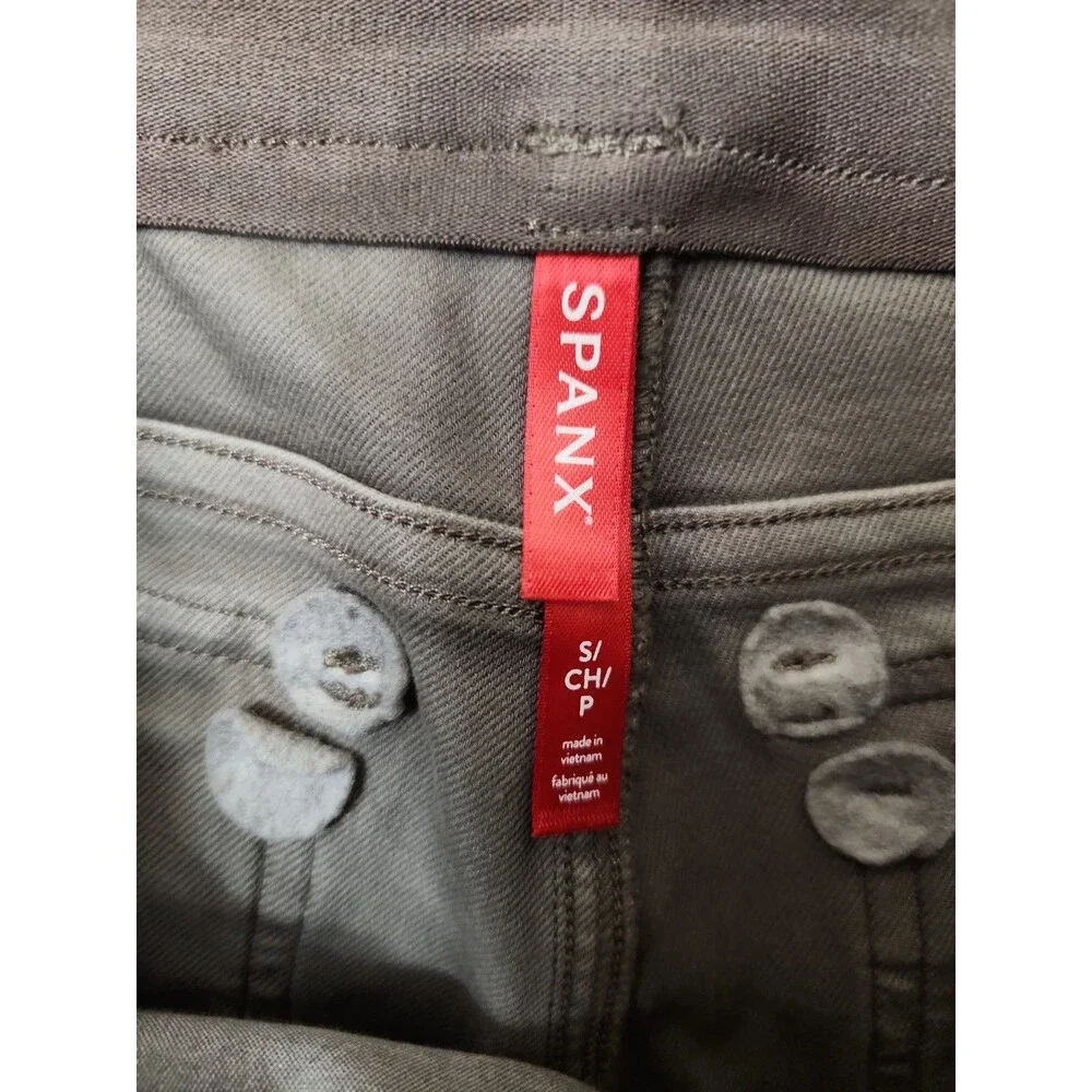 SPANX Supersmooth Stretch Twill Wide Leg Cropped Pants Womens S Smoke Pull On